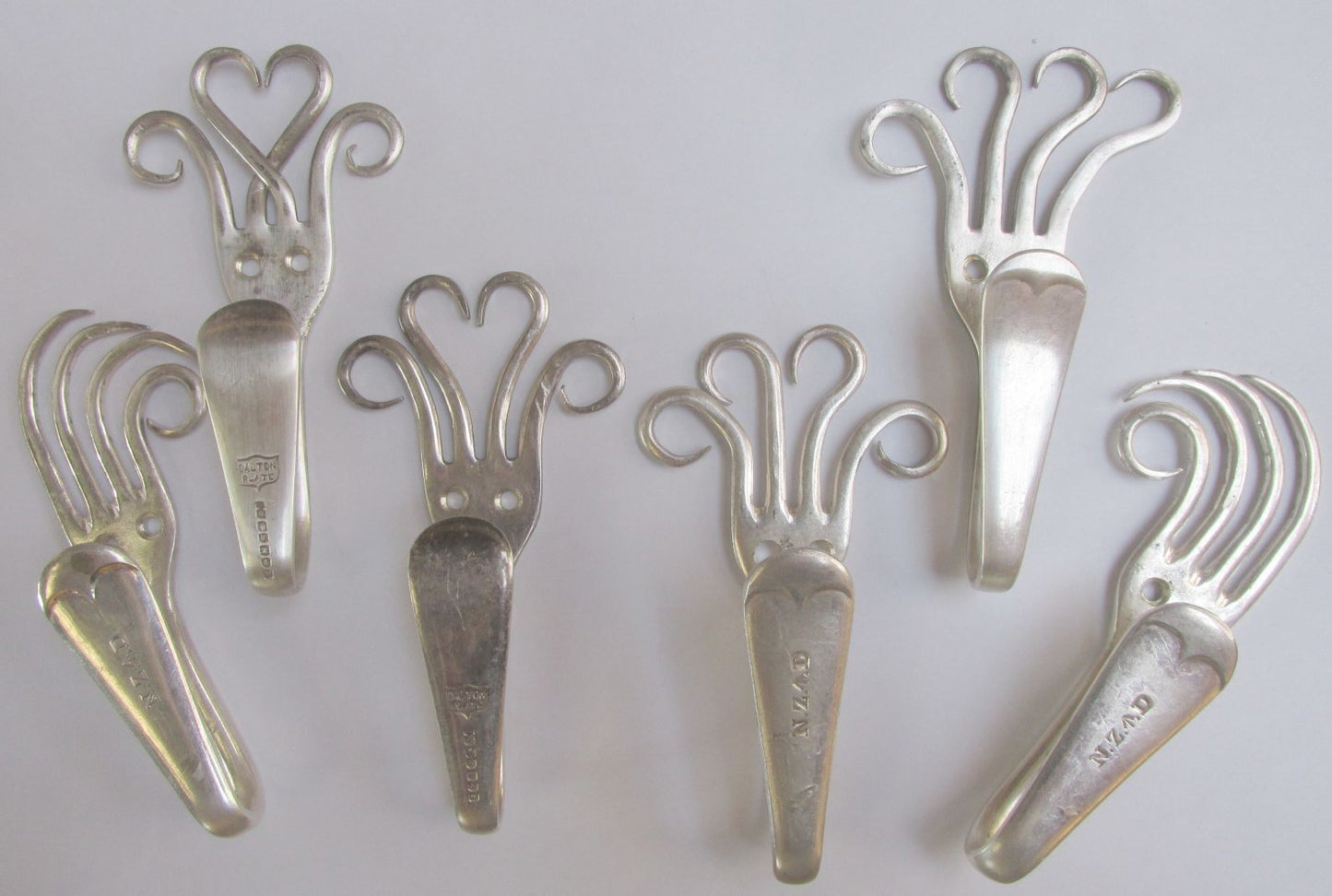 6x Funky Upcycled Coat Hooks