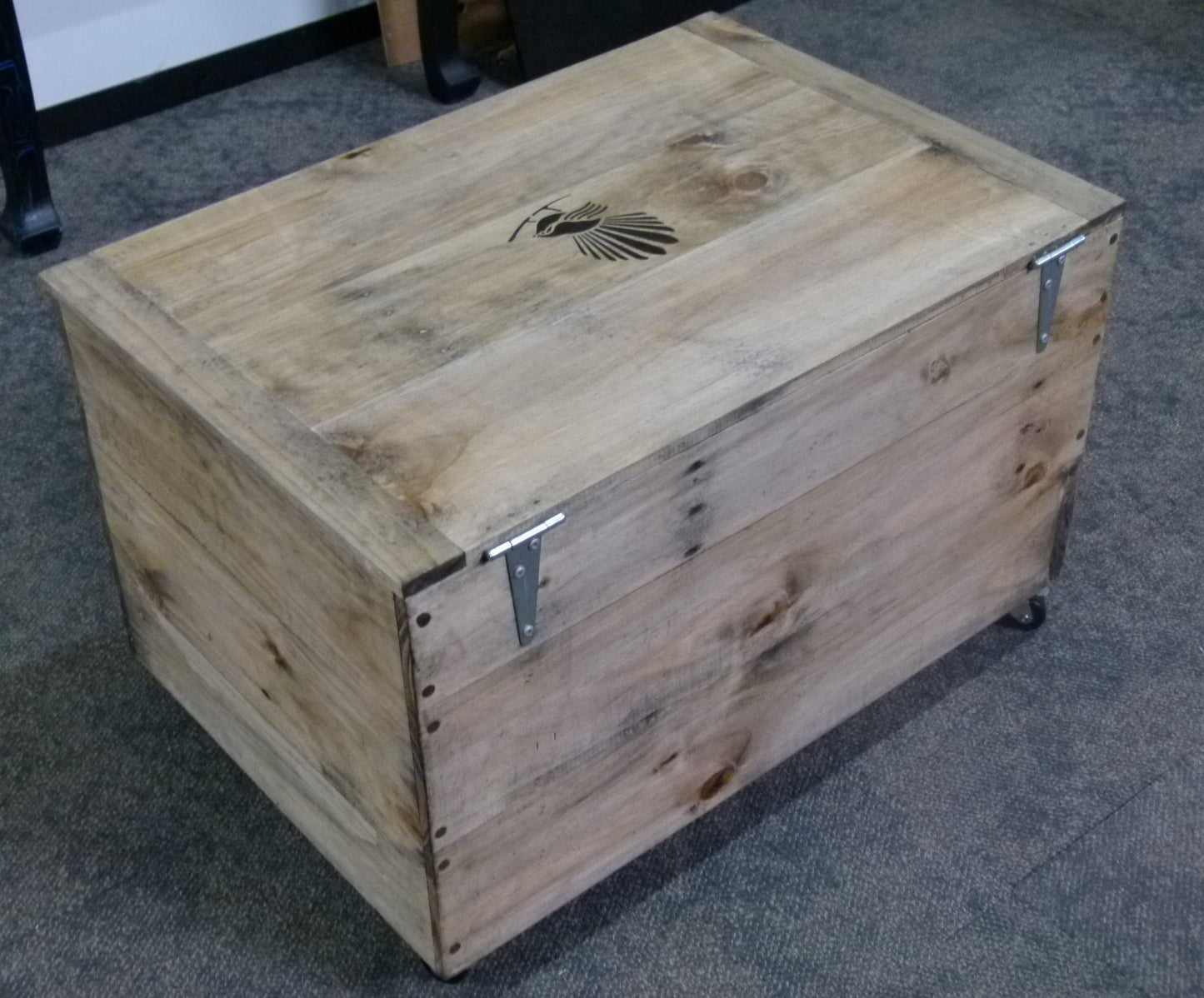 Engraved Wooden Storage Chest on Castors (Your Design on Lid)