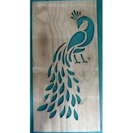 Wooden Cutout Wall Panel "Peacock" Pattern