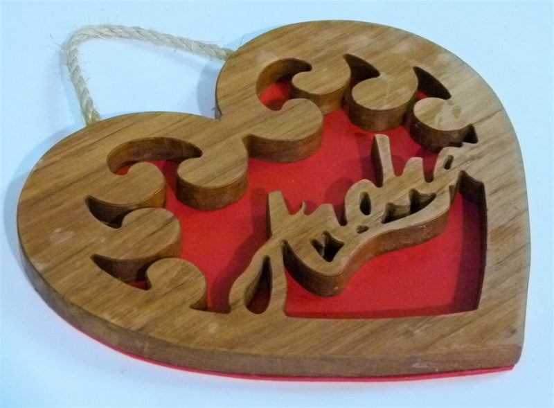 Oak "Aroha" Wooden Heart Decoration