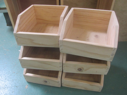 Set of 6 Wooden Storage Trays